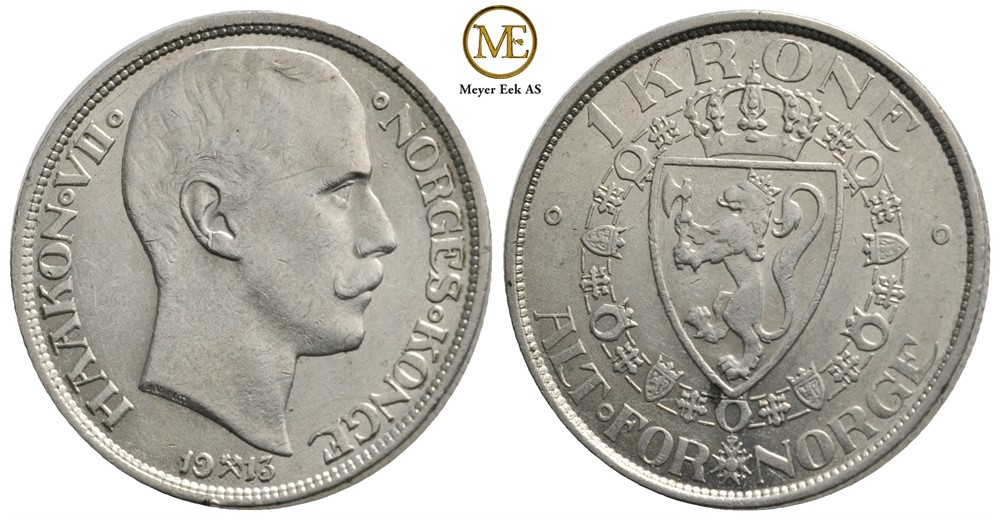 1 krone 1913 Haakon VII. Kv.0/01