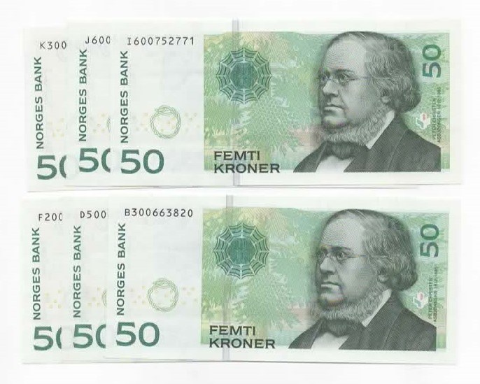 Norge 50 kroner 2011 B,D,F,I,J,K kv. 0