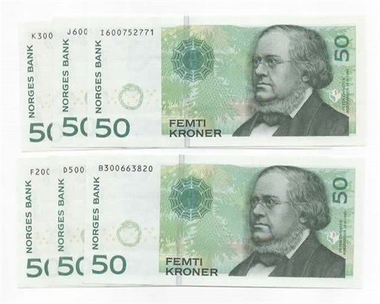 Norge 50 kroner 2011 B,D,F,I,J,K kv. 0