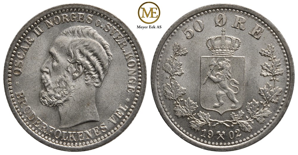 50 øre 1902 Oscar II. Kv.0
