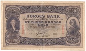 1000 kroner 1940 A.0593961. Kv.1