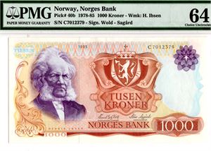 1000 kroner 1985 C Ex.Germeten 2017 Kv.0/01(PMG 64)