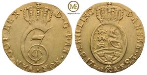 8 skilling 1783 Christian VII. Gullavslag. Kv.1+