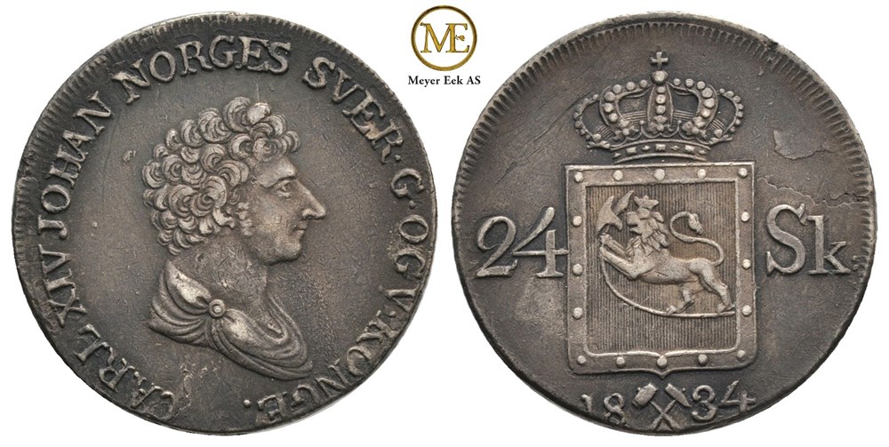 24 skilling 1834 Carl XIV Johan. Kv.1+/01