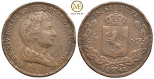 1/2 speciedaler 1844 Carl XIV. Samtidig forfalskning.