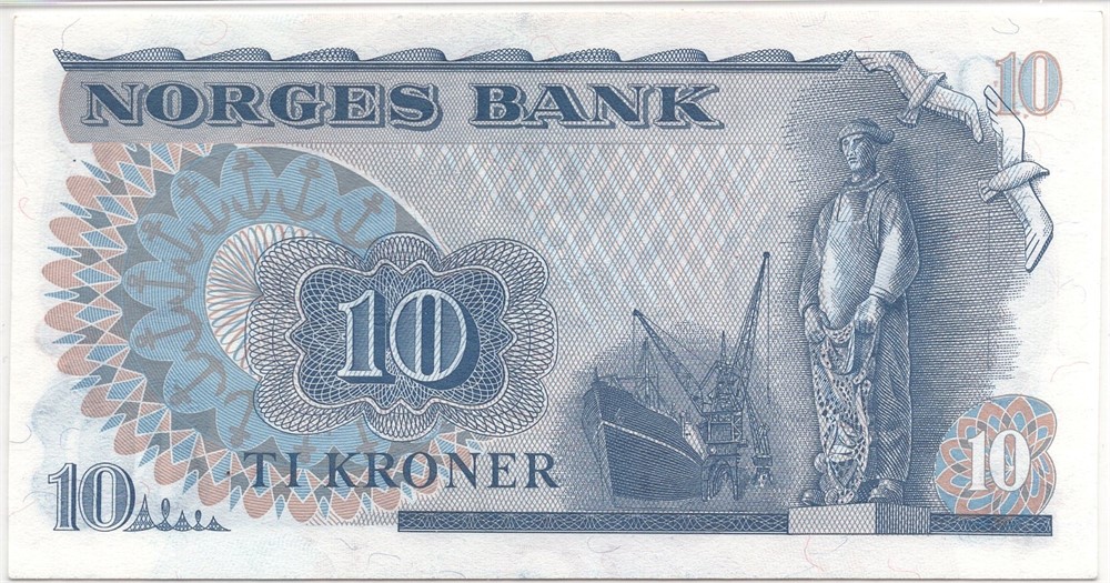 10 kroner 1974 QK erstatningsseddel. Kv.0
