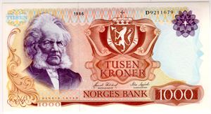 1000 kroner 1986 D Ex Skilling 2017 Kv.0