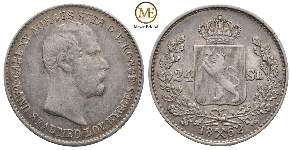 24 skilling 1862 Carl XV. Kv.1/1+