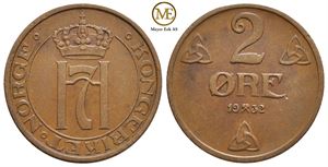 2 øre 1932 Haakon VII. Kv.0/01