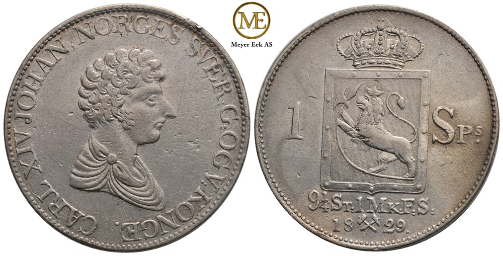 Speciedaler 1829 Carl XIV Johan. Kv.1+