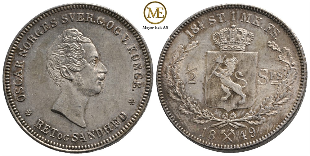 1/2 speciedaler 1849 Oscar I. Kv.0