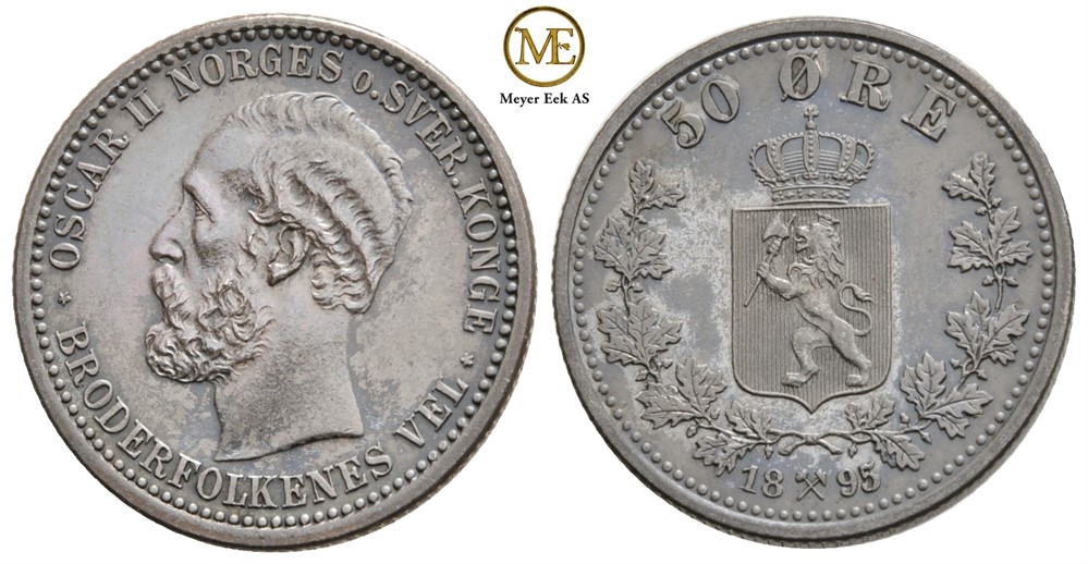 50 øre 1895 Oscar II. Kv.0
