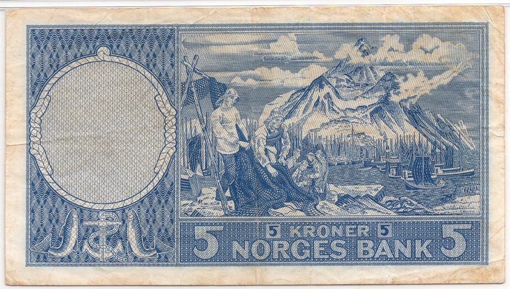 5 kroner 1962 Z.0248498 erstatningsseddel. RR-Seddel. Kv.1