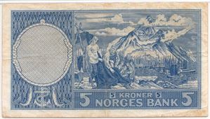 5 kroner 1962 Z.0248498 erstatningsseddel. RR-Seddel. Kv.1