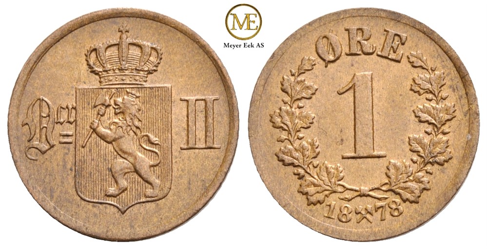 1 øre 1878 Oscar II. Kv.0