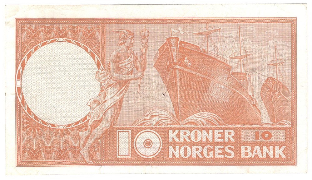 10 kroner 1972 Z.0016241 erstatningsseddel. Kv.1+