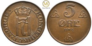 5 øre 1913 Haakon VII. Kv.0/01