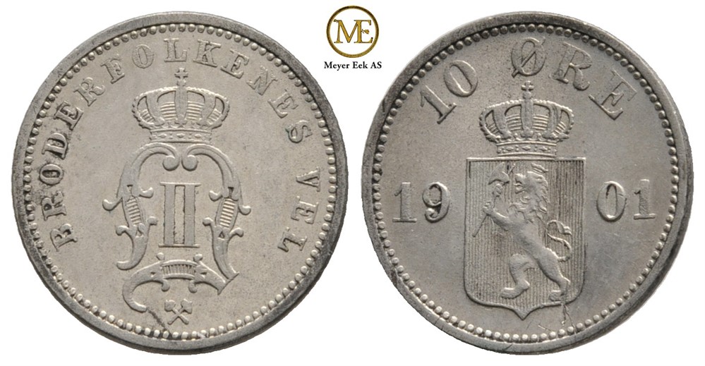 10 øre 1901 Oscar II. Kv.0/01