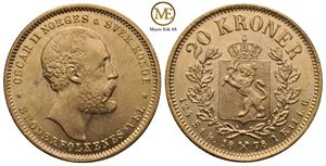 20 kroner 1878 Oscar II. Kv.0/01