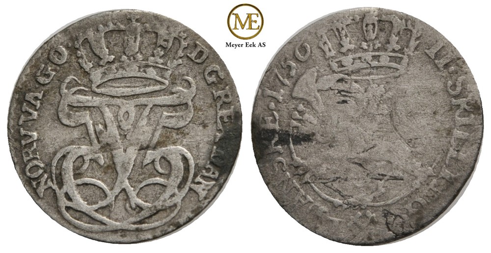 2 skilling 1756 Frederik V. Kv.1