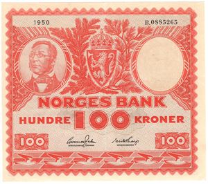 100 kroner 1950 B.0885265. Kv.1+/01