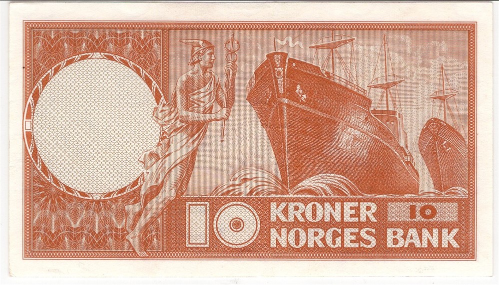 10 kroner 1958 Z.0274533 erstatningsseddel. Kv.01