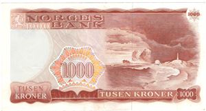 1000 kroner 1983 Z.0115727 erstatningsseddel. Kv.1