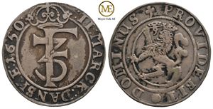 2 mark 1650 Frederik III. Kv.1/1+
