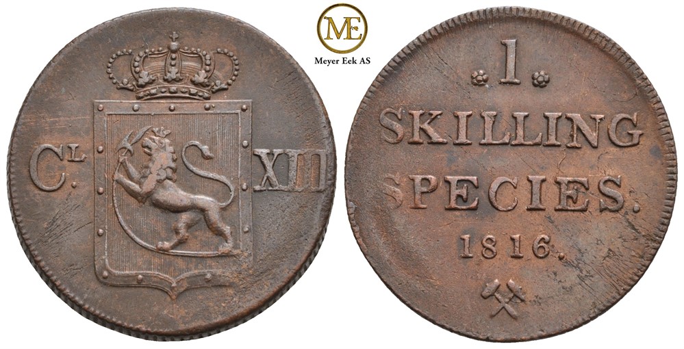 Skilling 1816 Carl XIII. NM.2. Kv.1+