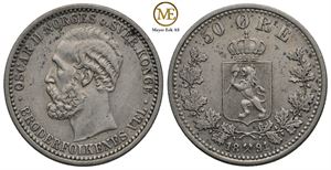 50 øre 1891 Oscar II. Kv.1+/01