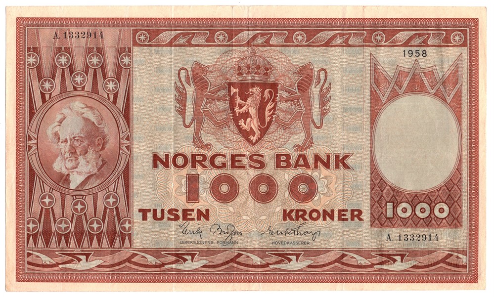 1000 kroner 1958 A.1332914. Kv.1