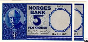 5 kroner 1955 B 2 stk i serie Kv.0