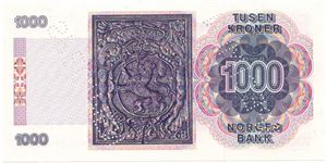 1000 kroner 1989 specimen. RRR. Kv.0/01