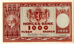 1000 kroner 1971 A Kv.1+