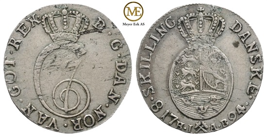 8 skilling 1794 Christian VII. Kv.1/1+