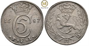 4 mark 1687 Christian V. Kv.1+/01