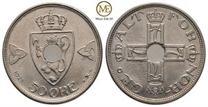 50 øre1923 m/h Haakon VII. Kv.0/01