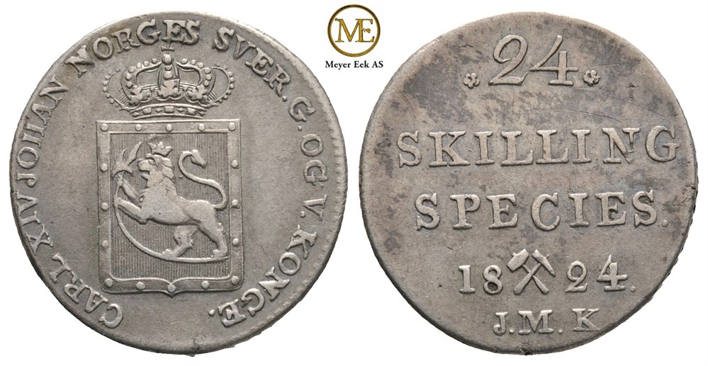 24 skilling 1824 Carl XIV Johan. Kv.1+/01