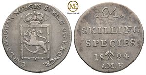 24 skilling 1824 Carl XIV Johan. Kv.1+/01