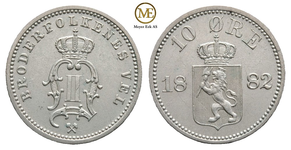 10 øre 1882 Oscar II. Kv.0/01