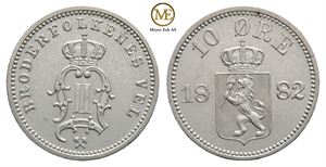 10 øre 1882 Oscar II. Kv.0/01