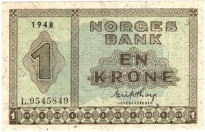 1 krone 1948 L.9545849. Kv.0