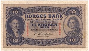 10 kroner 1932 R.8889468. Kv.1+