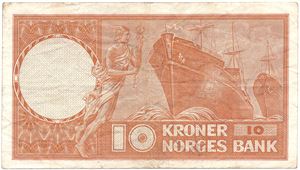 10 kroner 1965 Z.0641936 erstatningsseddel. Kv.1/1-