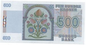 500 kroner 1991. 6 Utg. Kv.0