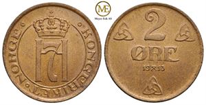 2 øre 1913 Haakon VII. Kv.0