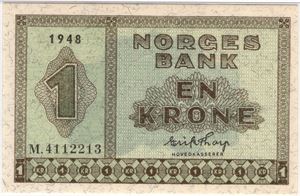 1 krone 1948 M.4112213. 65 EPQ. Kv.0