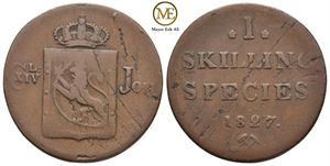 Skilling 1827 Carl XIV Johan. Kv.1