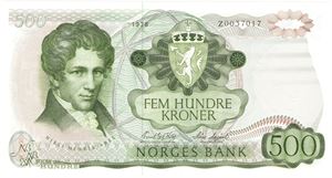 500 kroner 1978 Z.0037017. Erstatningsseddel. Kv.0