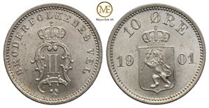 10 øre 1901 Oscar II. Kv.0